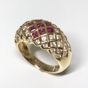 K18　ルビー&メレダイヤリング